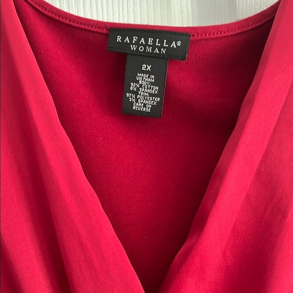 Party time: Rafaella Red Wrap Peplum Blouse- 92% cotton - Picture 2 of 5